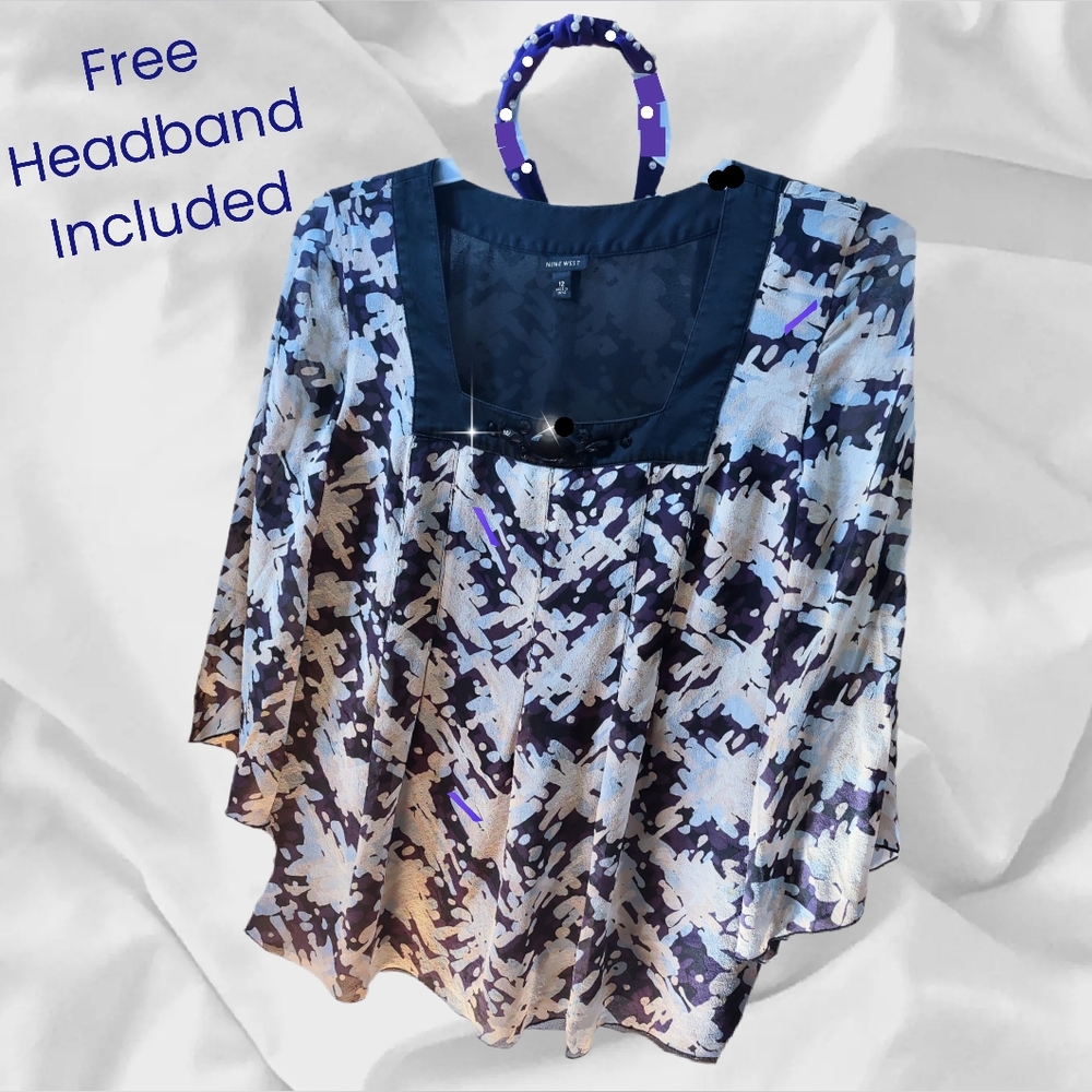 Headband FREE w/ Nine West 190% Silk Embellished Blouse - Picture 10 of 16